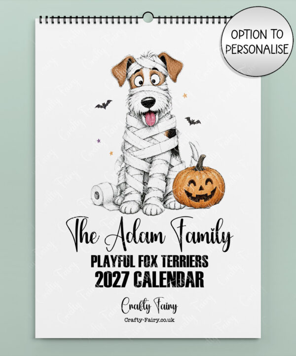 personalised playful fox terriers 2027 dog calendar
