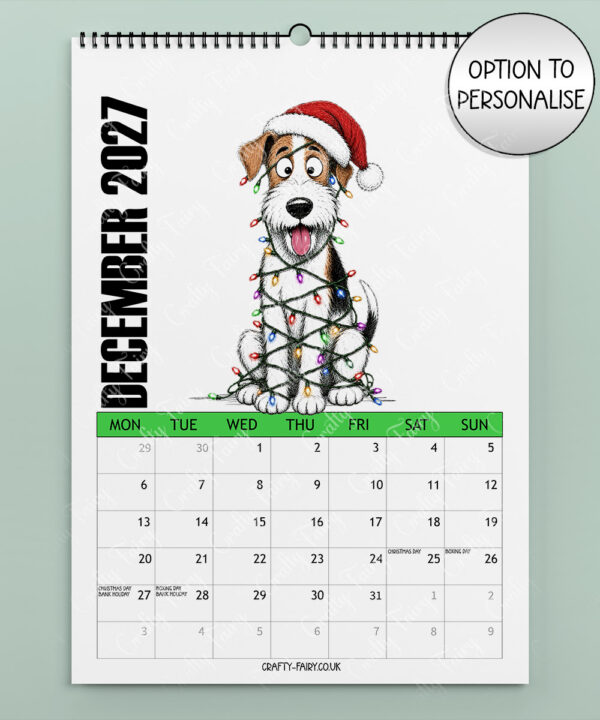 personalised playful fox terriers 2027 dog calendar
