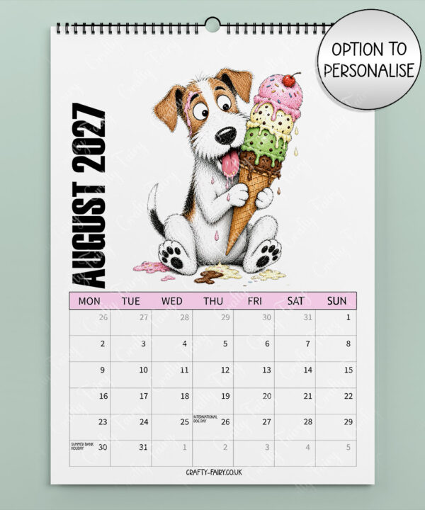 personalised playful fox terriers 2027 dog calendar