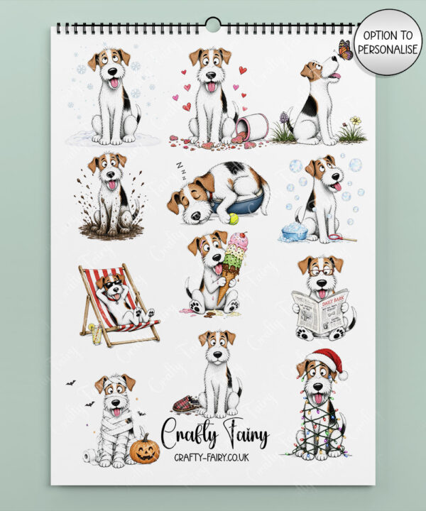 personalised playful fox terriers 2027 dog calendar