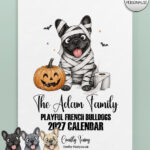 personalised playful french bulldogs frenchies 2027 dog calendar 3 colour options