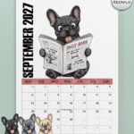 personalised playful french bulldogs frenchies 2027 dog calendar 3 colour options