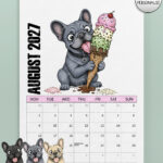 personalised playful french bulldogs frenchies 2027 dog calendar 3 colour options