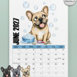 personalised playful french bulldogs frenchies 2027 dog calendar 3 colour options