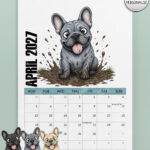 personalised playful french bulldogs frenchies 2027 dog calendar 3 colour options
