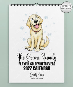 personalised playful golden retrievers 2027 dog calendar