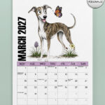 personalised playful greyhound/whippets 2027 dog calendar