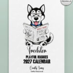 personalised playful huskies 2027 dog calendar