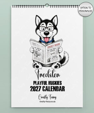 personalised playful huskies 2027 dog calendar