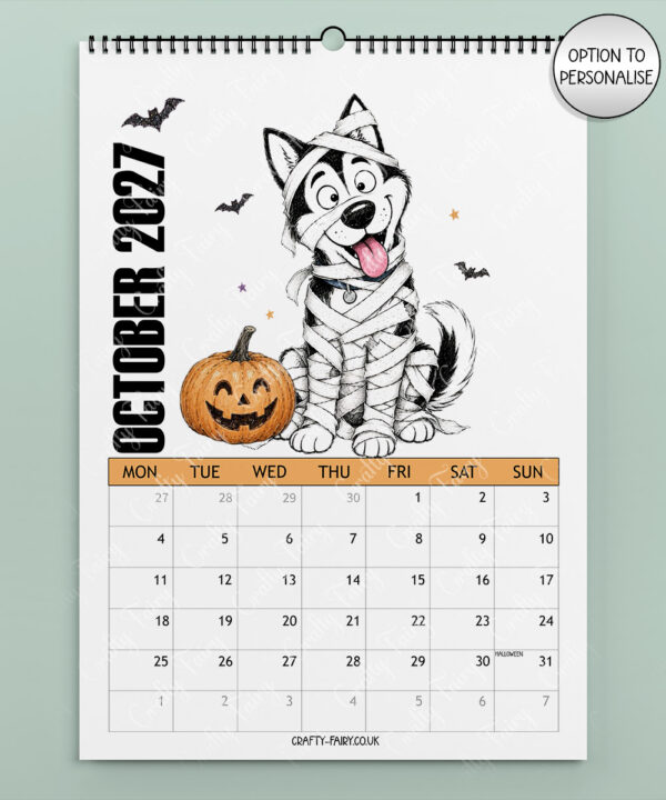 personalised playful huskies 2027 dog calendar