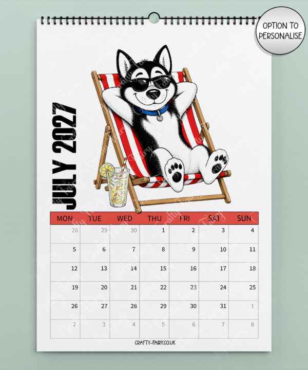 personalised playful huskies 2027 dog calendar