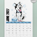 personalised playful huskies 2027 dog calendar