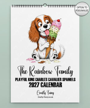 personalised playful cavalier king charles spaniels 2027 dog calendar