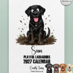 personalised playful labradors 2027 dog calendar 4 colour options