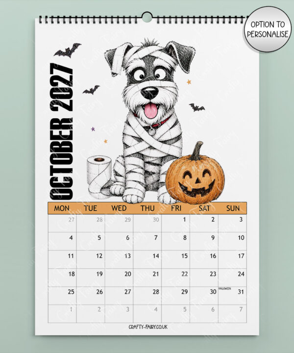 personalised playful miniature schnauzers 2027 dog calendar
