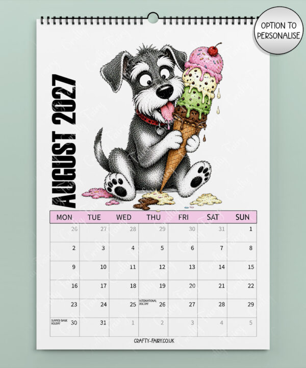 personalised playful miniature schnauzers 2027 dog calendar