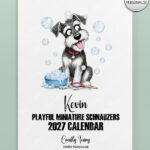 personalised playful miniature schnauzers 2027 dog calendar