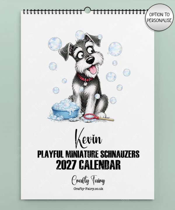 personalised playful miniature schnauzers 2027 dog calendar