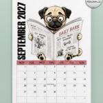 personalised playful pugs 2027 dog calendar 2 colour options
