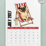 personalised playful pugs 2027 dog calendar 2 colour options