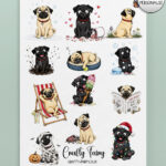 personalised playful pugs 2027 dog calendar 2 colour options
