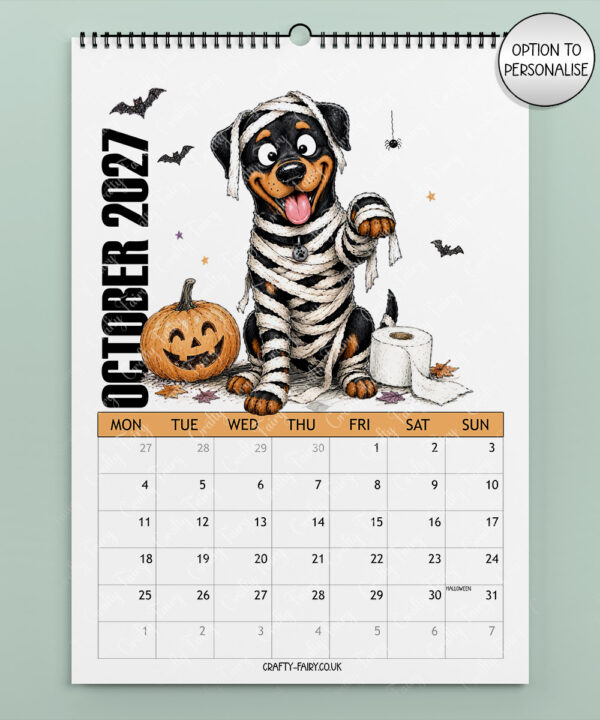 personalised playful rottweilers 2027 dog calendar