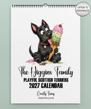 personalised playful scottish terriers scottie 2027 dog calendar