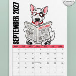 personalised playful bull terriers 2027 dog calendar 7 colour options