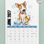 personalised playful bull terriers 2027 dog calendar 7 colour options