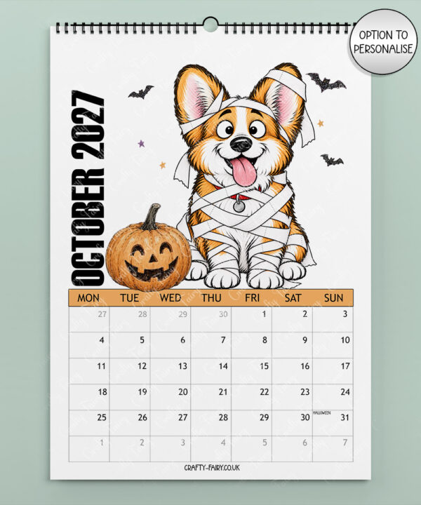 personalised playful corgis 2027 dog calendar