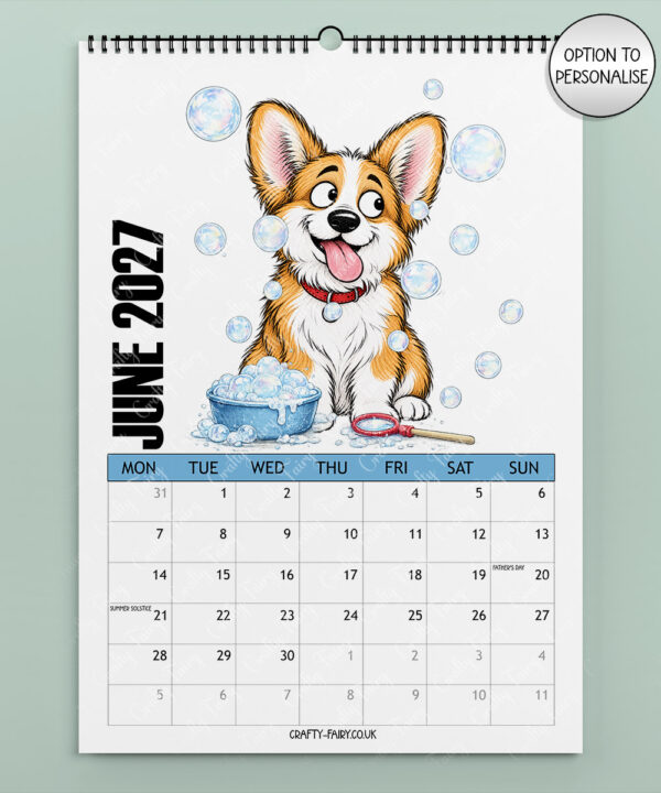 personalised playful corgis 2027 dog calendar