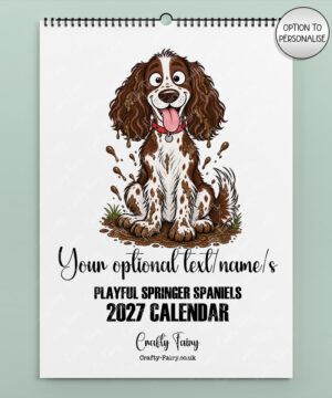 personalised playful springer spaniels 2027 dog calendar