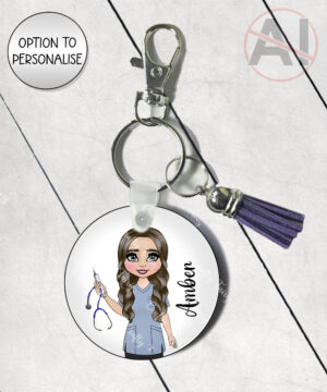 personalised nhs staff healthcare worker nurse keyring / bag tag