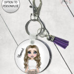 personalised cargo girl for keyring / bag tag for teenager