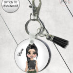 personalised cargo girl for keyring / bag tag for teenager