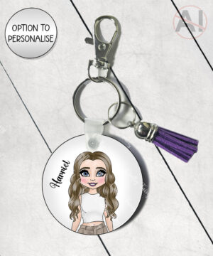 personalised cargo girl for keyring / bag tag for teenager