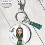 personalised female firefighter keyring / bag tag