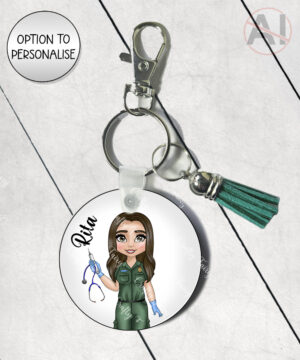 personalised female firefighter keyring / bag tag