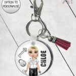 personalised female prison officer keyring / bag tag
