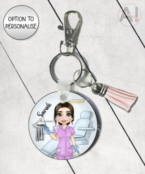 personalised dental assistant or female dentist keyring / bag tag
