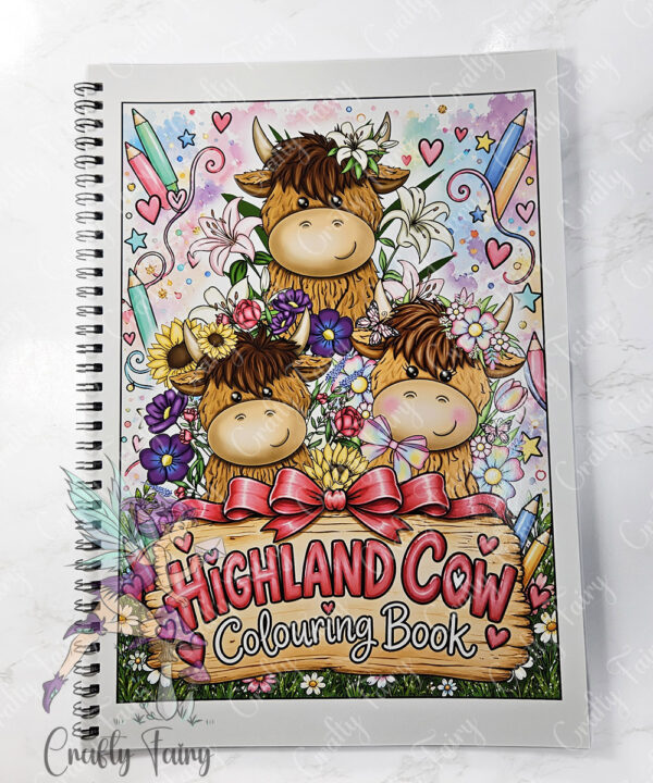 highland cow colouring book a4 – 21 cute colouring pages for kids & adults