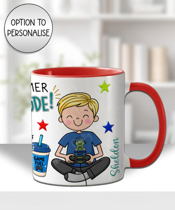 personalised cartoon gamer boy mug and/or coaster gift