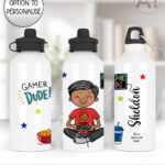 personalised cartoon gamer boy 600ml water bottle