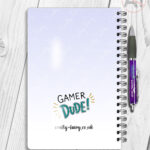 personalised cartoon gamer boy notebook journal gift