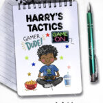 personalised cartoon gamer boy notebook journal gift