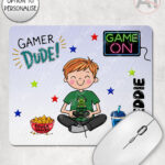 personalised cartoon gamer boy mouse mat gift