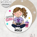 personalised cartoon gamer girl mug and/or coaster gift