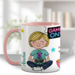personalised cartoon gamer girl mug and/or coaster gift