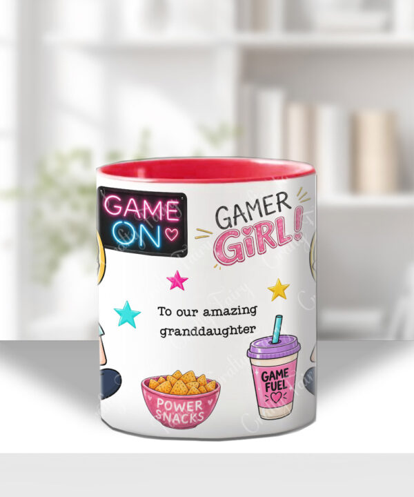 personalised cartoon gamer girl mug and/or coaster gift