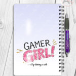 personalised cartoon gamer girl notebook journal gift